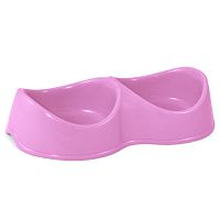 Миска пластиковая двойная "Бисквит", 2*0,2л, сиреневая