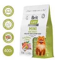 Сухой корм для взрослых cобак миниатюрных пород с лососем и индейкой "Здоровая кожа и шерсть" Healthy Skin&Shiny Coat, 400 г