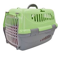 Переноска для животных "Турне" M с прозр. пласт. дверцей, 48*32*32 см., зеленая