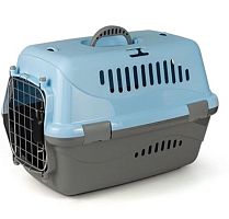 Переноска для животных "Турне" L с метал. дверцей, 54,5*36*34 см., голубая