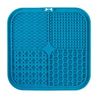 Коврик лизательный для животных силиконовый с лопаткой "Гурман", голубой, 200*200*9мм